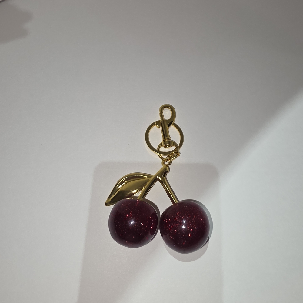 Gold and Red Cherry Keychain